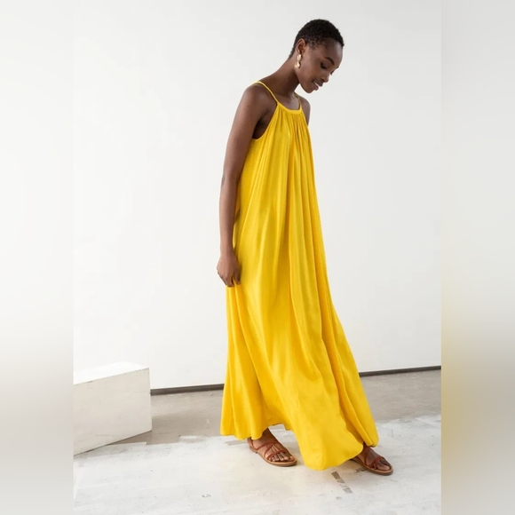 NWT & Other Stories Stockholm Stelier Yellow Rope Strap A-Line Maxi Dress Size 2 - Picture 3 of 8